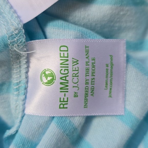 J. Crew aqua & white stripe puff sleeve t-shirt size medium - Picture 10 of 11